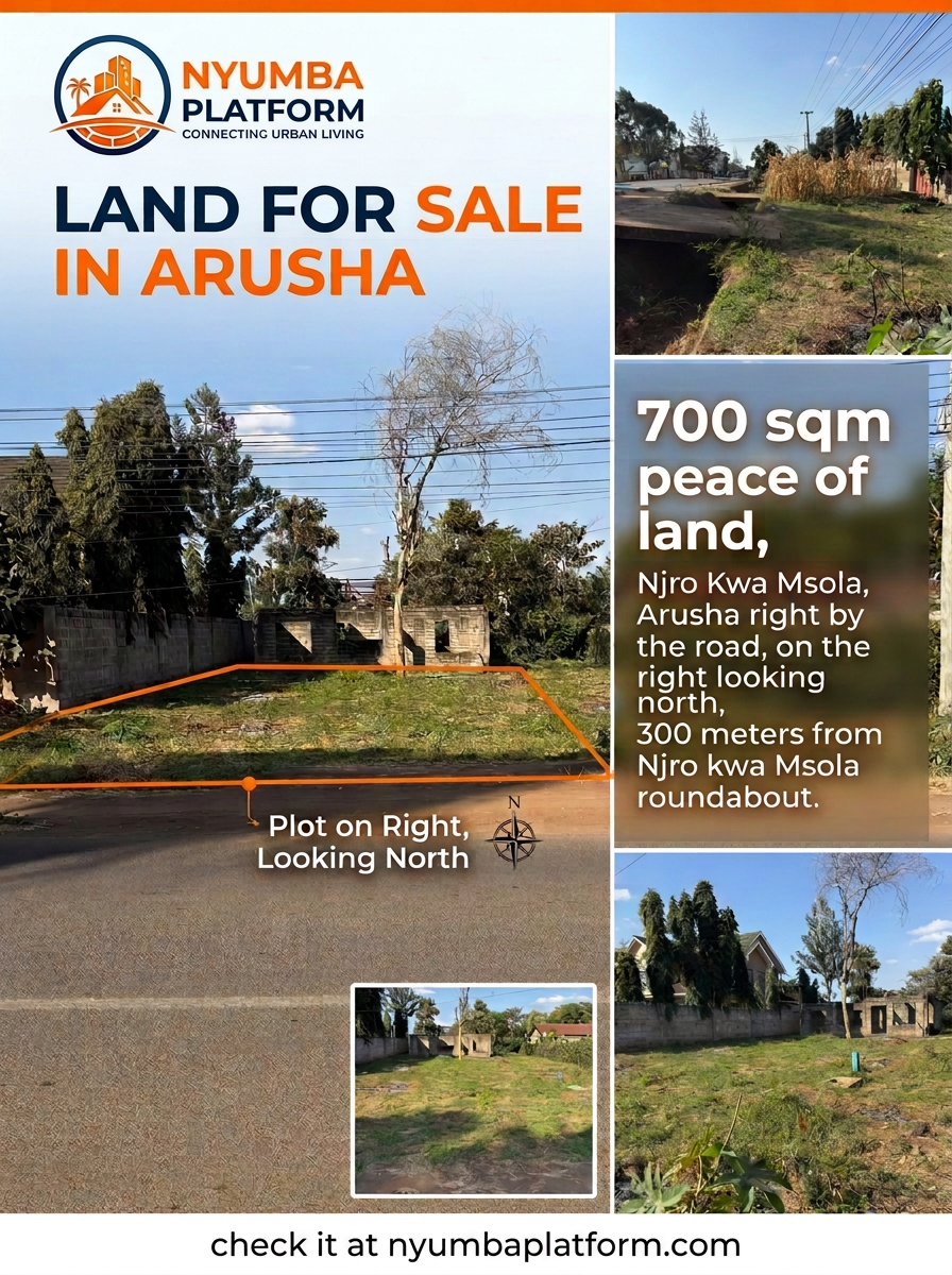 700sqm Plot. Njiro Kwa Msola Arusha right by the road